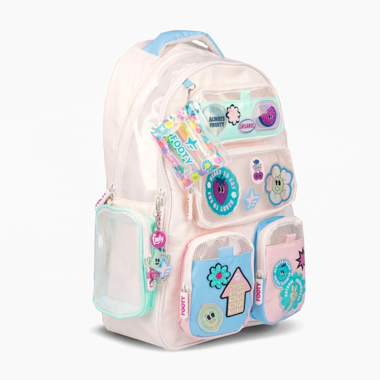 Mochila Escolar Footy 2026 Wonder Pockets Beige 18" Art.F26333